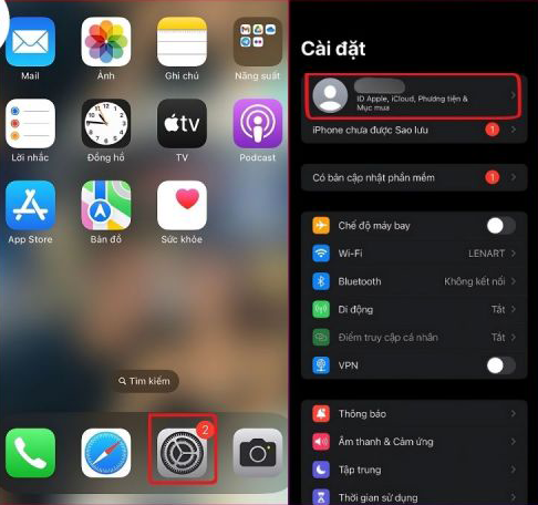 Cách tắt sao lưu ảnh trên điện thoại iPhone bước 1